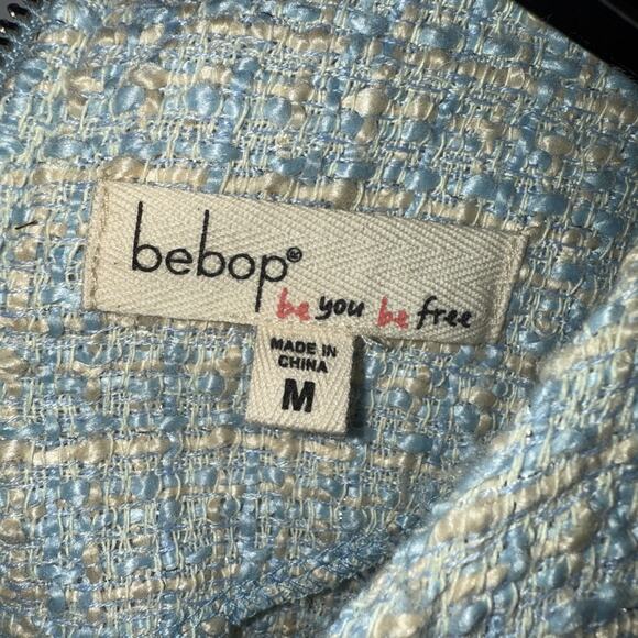 Bebop Blue Sparkle Tweed Short Sleeve Pearl Button Sheath Dress Women - Medium - Picture 2 of 8